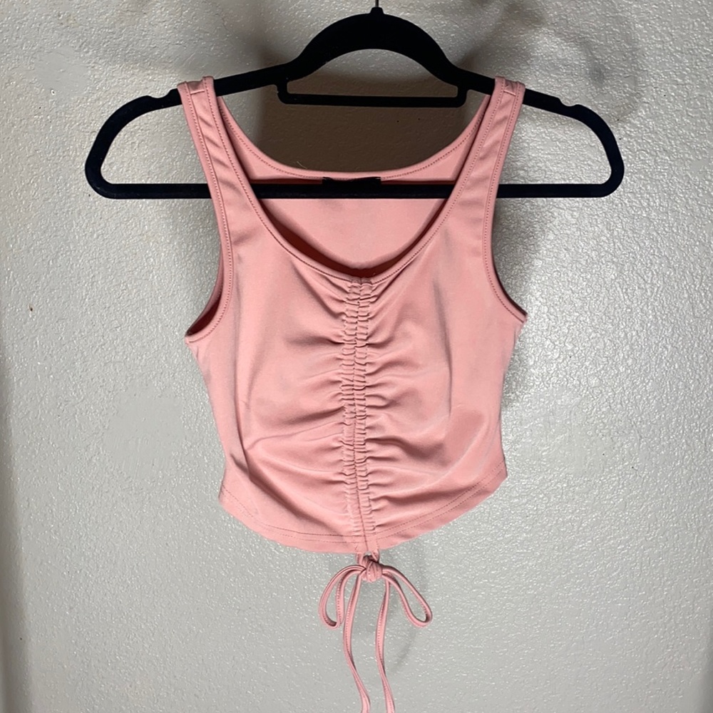 Light Pink Tie Front Crop Top Size Small